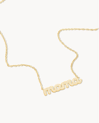 Collar dorado con dije mama en script zircones brillantes, waterproof Pialü