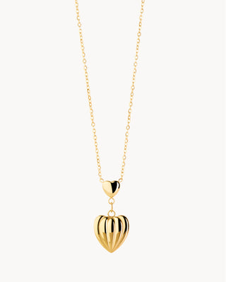 Collar dorado con colgante corazón estriado 3D y corazón liso pequeño, joya waterproof de Pialü