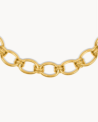 Collar dorado de eslabones ovalados grandes estilo chunky, waterproof de Pialü