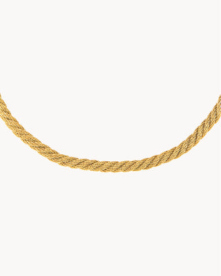 Collar dorado cadena trenzada gruesa estilo rope, waterproof de Pialü
