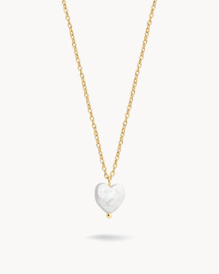 Collar dorado de cadena fina con colgante de perla en corazón, waterproof de Pialü