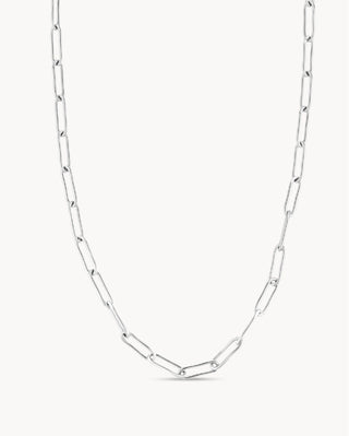 Collar plateado de eslabones rectangulares tipo paperclip, joya waterproof de Pialü