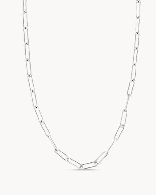 Collar plateado de eslabones rectangulares tipo paperclip, joya waterproof de Pialü