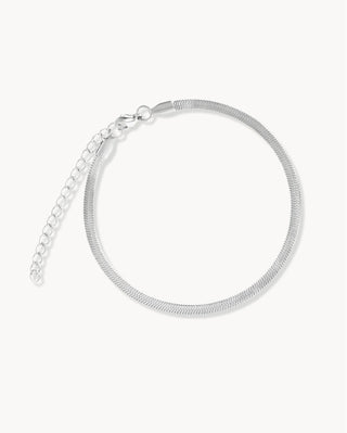 Pulsera cadena herringbone plateada plana y brillante, joya waterproof de Pialü