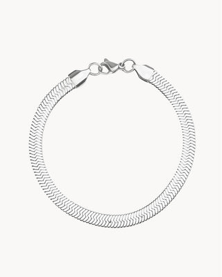 Pulsera cadena serpiente plateada plana con cierre langosta waterproof de Pialü