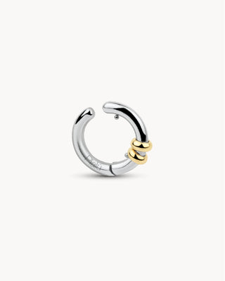 Earcuff dorado con perlas barrocas blancas y tubos dorados, waterproof de Pialü