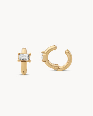 Earcuff dorado ajustable con zircón rectangular brillante, joya waterproof de Pialü