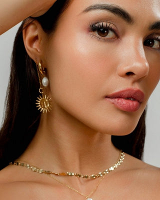 Hoops colgantes de perla barroca