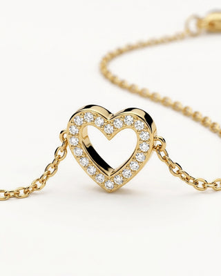 Pulsera dorada con dije de corazón mini de circones, joya waterproof de Pialü