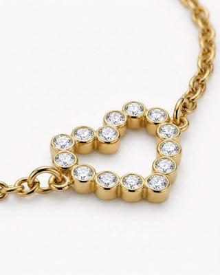 Pulsera dorada con dije de corazón de circones, joya waterproof de Pialü