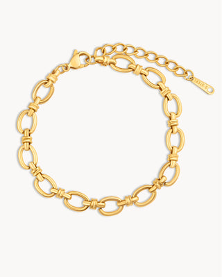 Pulsera dorada de eslabones ovalados gruesos lisa y brillante, joya waterproof de Pialü