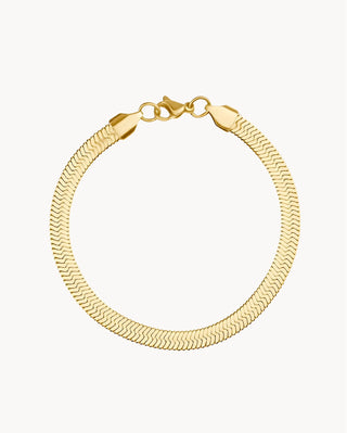 Pulsera de cadena serpiente plana dorada ancha y brillante, joya waterproof de Pialü