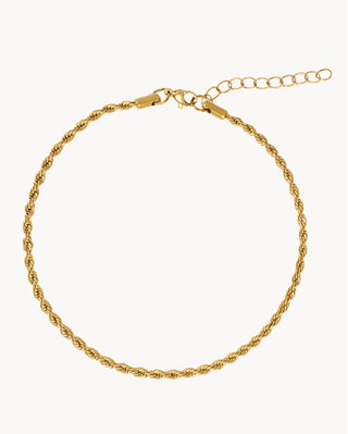 Pulsera de cadena trenzada dorada tipo rope con textura en relieve brillante, waterproof de Pialü