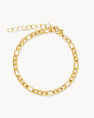 Pulsera de cadena Figaro dorada con eslabones alternos, joya waterproof de Pialü