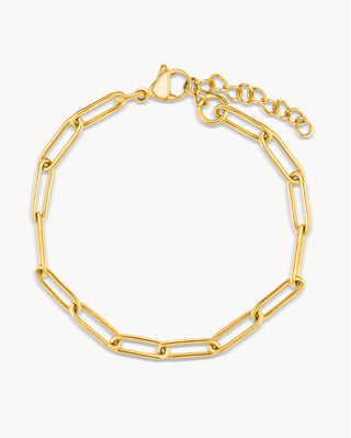 Pulsera de eslabones ovalados alargados dorados tipo paperclip, waterproof de Pialü