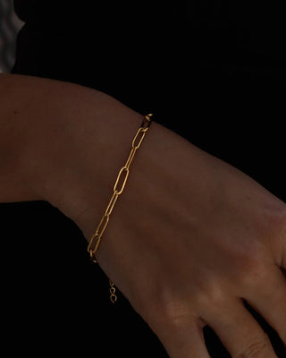 Pulsera eslabones alargados plateados acero inoxidable resistente, waterproof de Pialü