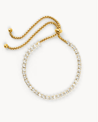 Pulsera tennis dorada fila continua de zircones blancos con cierre corredizo, joya waterproof de Pialü