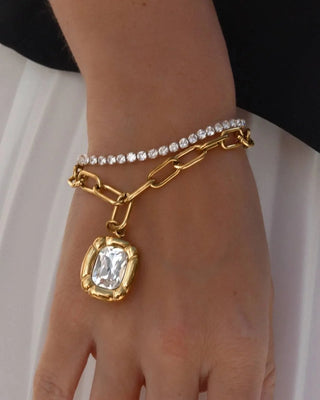 Pulsera tennis Ivy dorada con brillo de zircones blancos, waterproof de Pialü