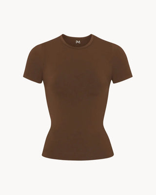 Top shape sculpt beige Pialü vista posterior, efecto cintura de avispa