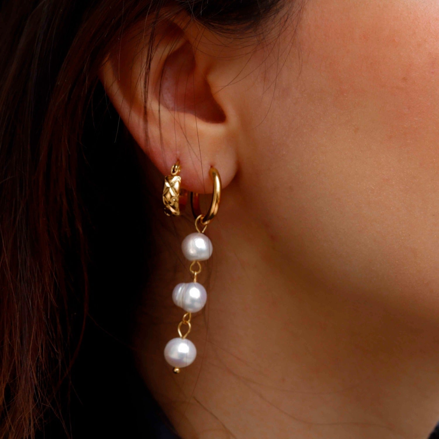 Aretes Versailles colgantes con perlas naturales - pialu