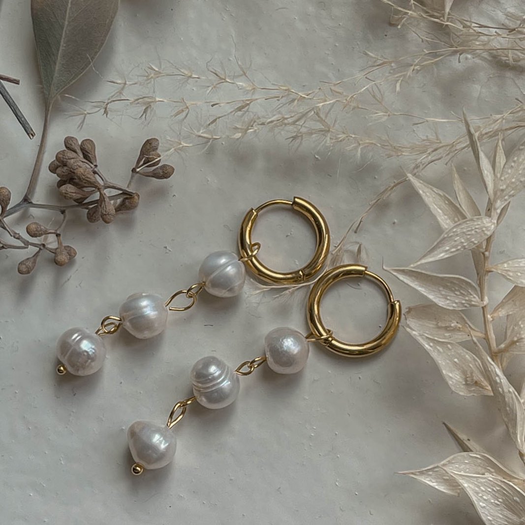 Aretes Versailles colgantes con perlas naturales - pialu