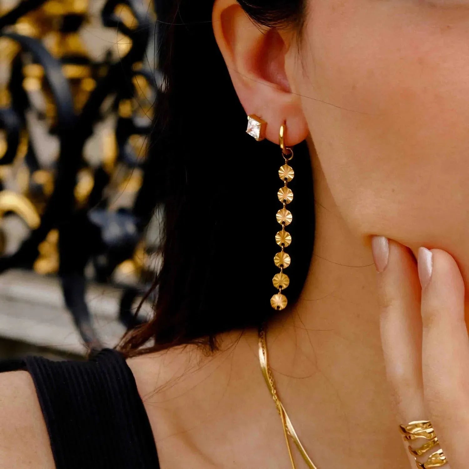 Argollas Floret con colgantes - pialu