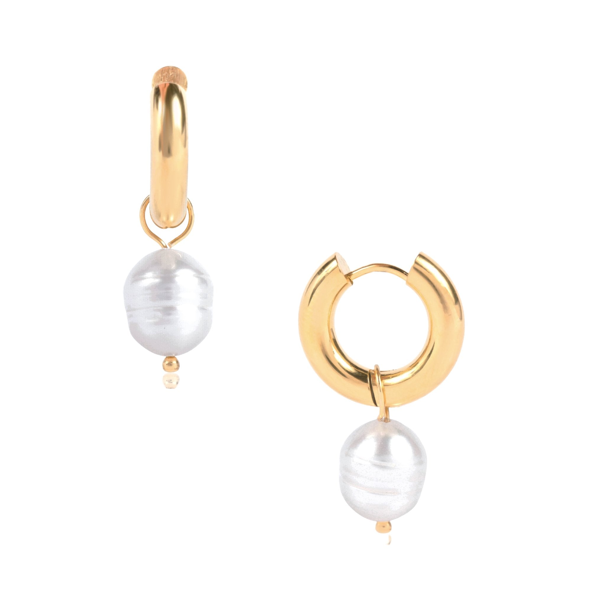 Hoops colgantes de perla barroca - pialu