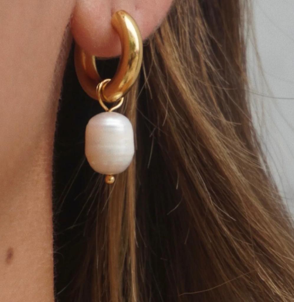 Hoops colgantes de perla barroca - pialu