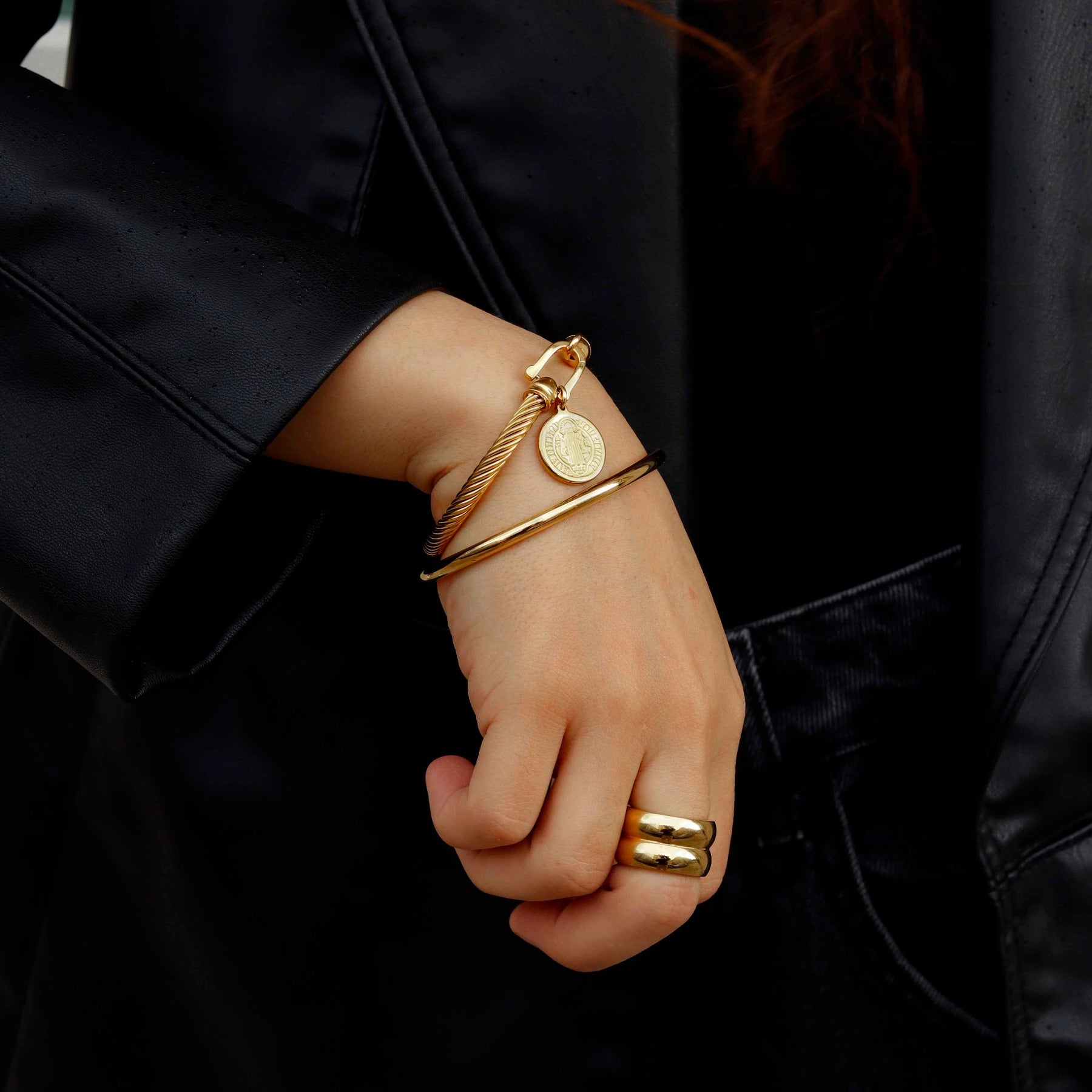 Pulsera Rope con dije San Benito reversible